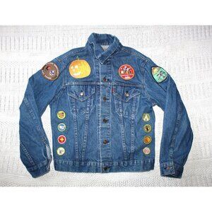Vintage Levi's Boys scouts Patches Denim Jacket Size 40 cotton Made In USA